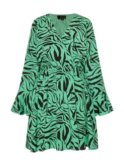 Faina Damen Kleid - Zebraprint in grün - Länge: mittel