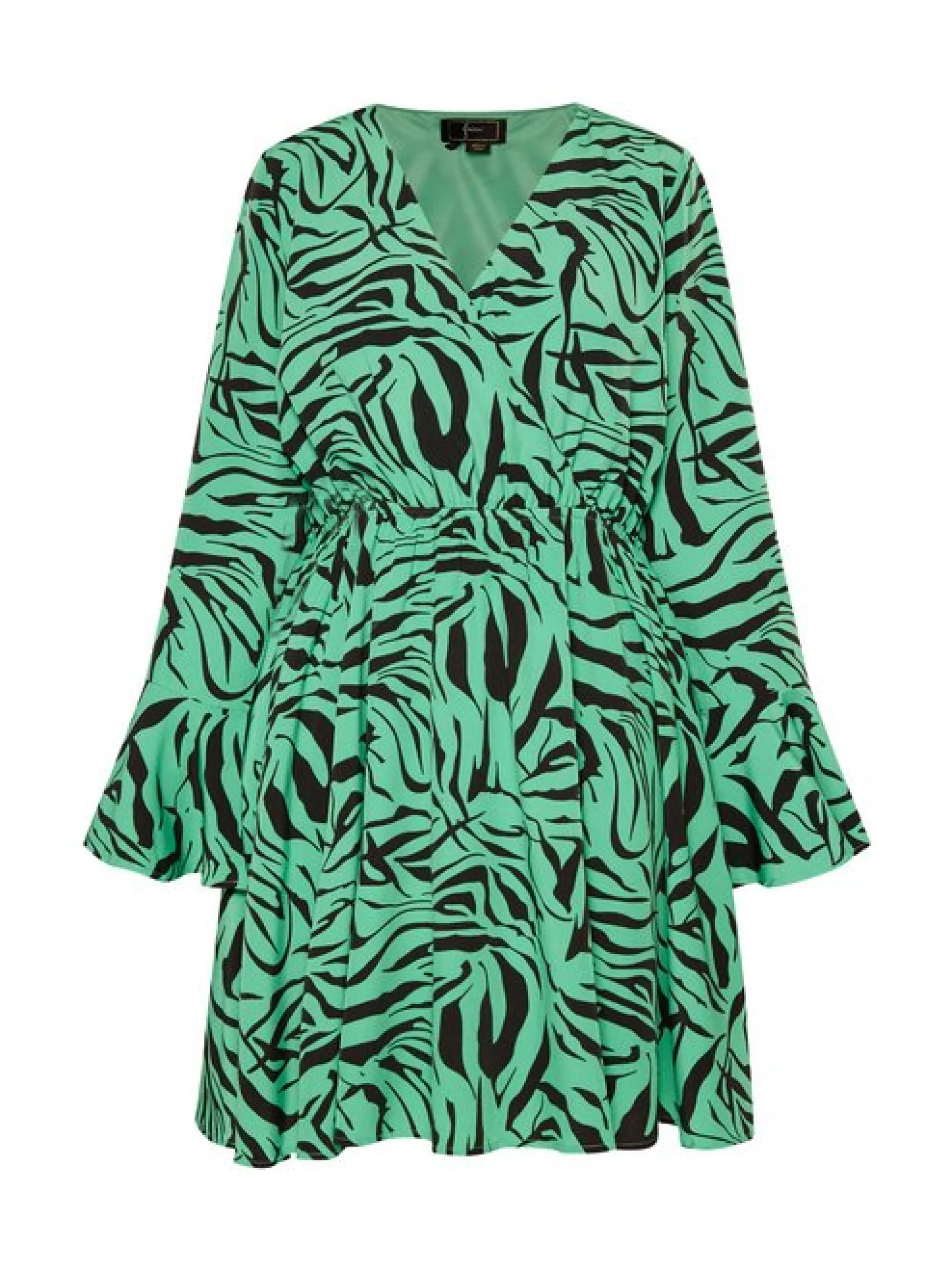 Faina Damen Kleid - Zebraprint in grün - Länge: mittel