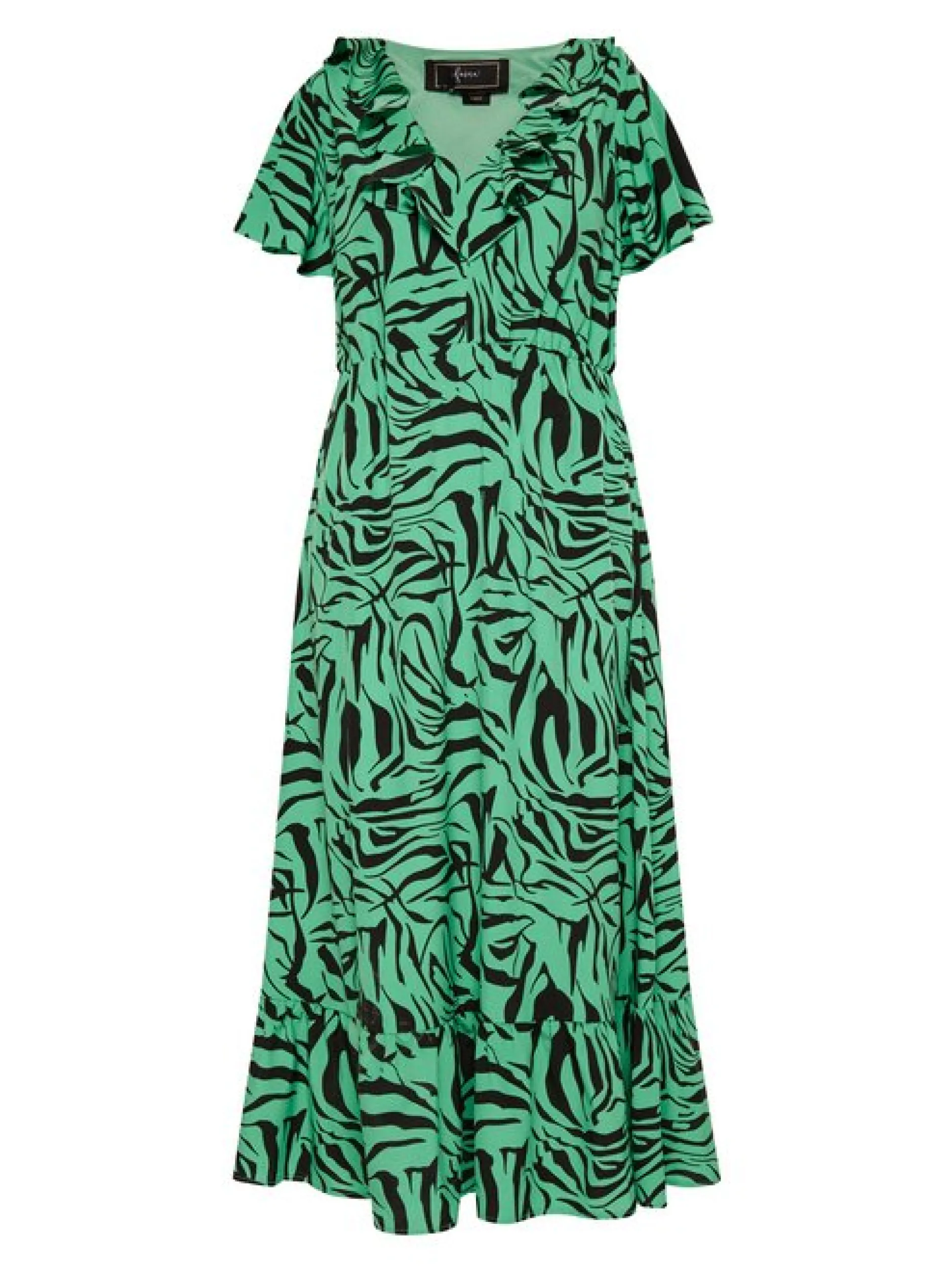 Faina Damen Kleid - Zebraprint in grün schwarz