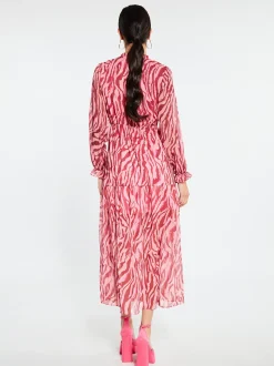 Faina Damen Maxikleid in pink - Ausschnitt: V-Ausschnitt