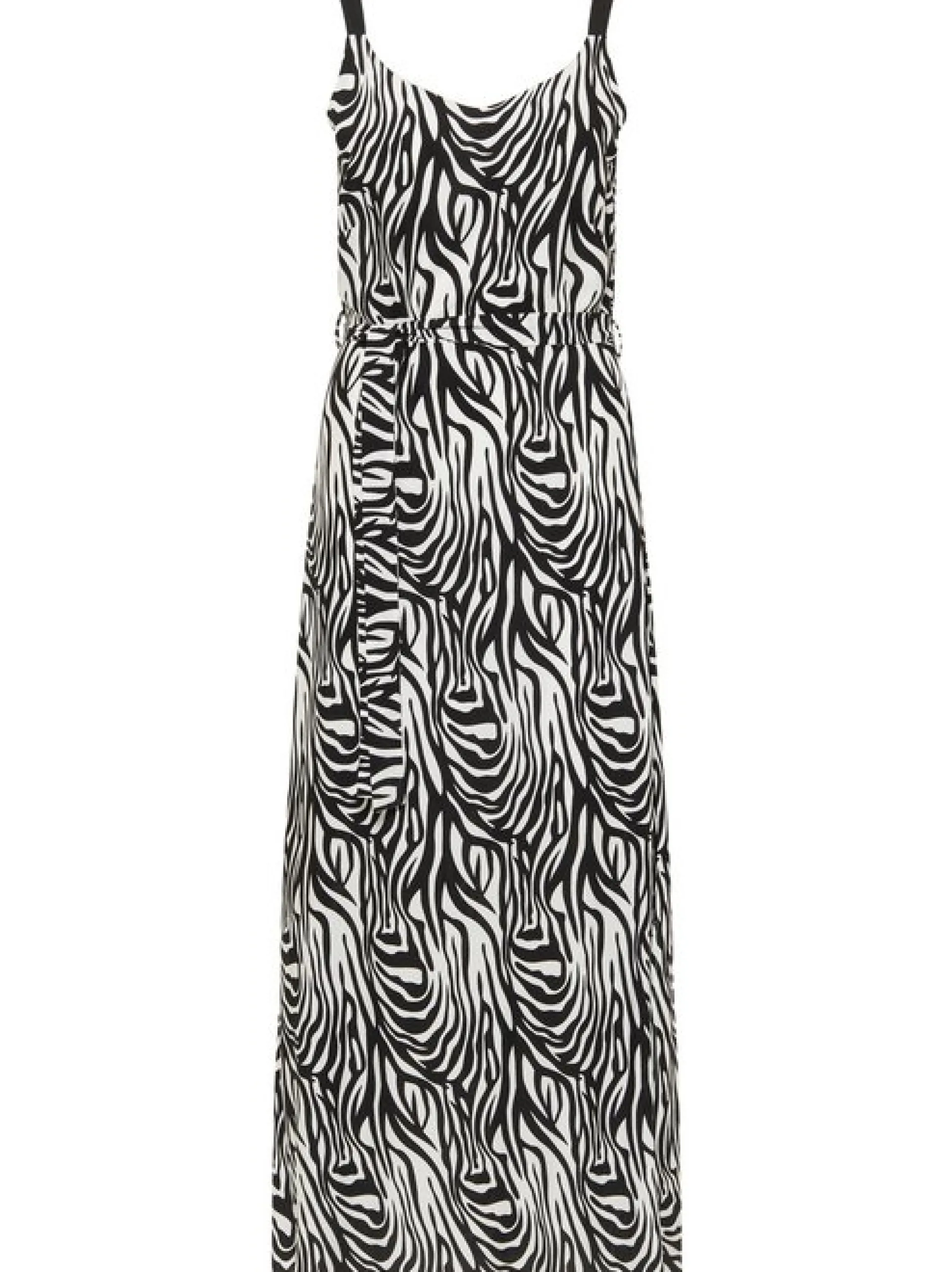 Faina Damen Maxikleid mit Zebra-Print in schwarz