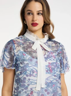 Faina Damen Midikleid mit Allover-Print in mehrfarbig