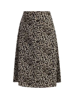 Faina Damen Midirock mit Leo-Print in braun