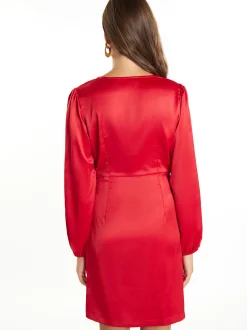 Faina Damen Minikleid aus Satin in rot - Länge: mittel