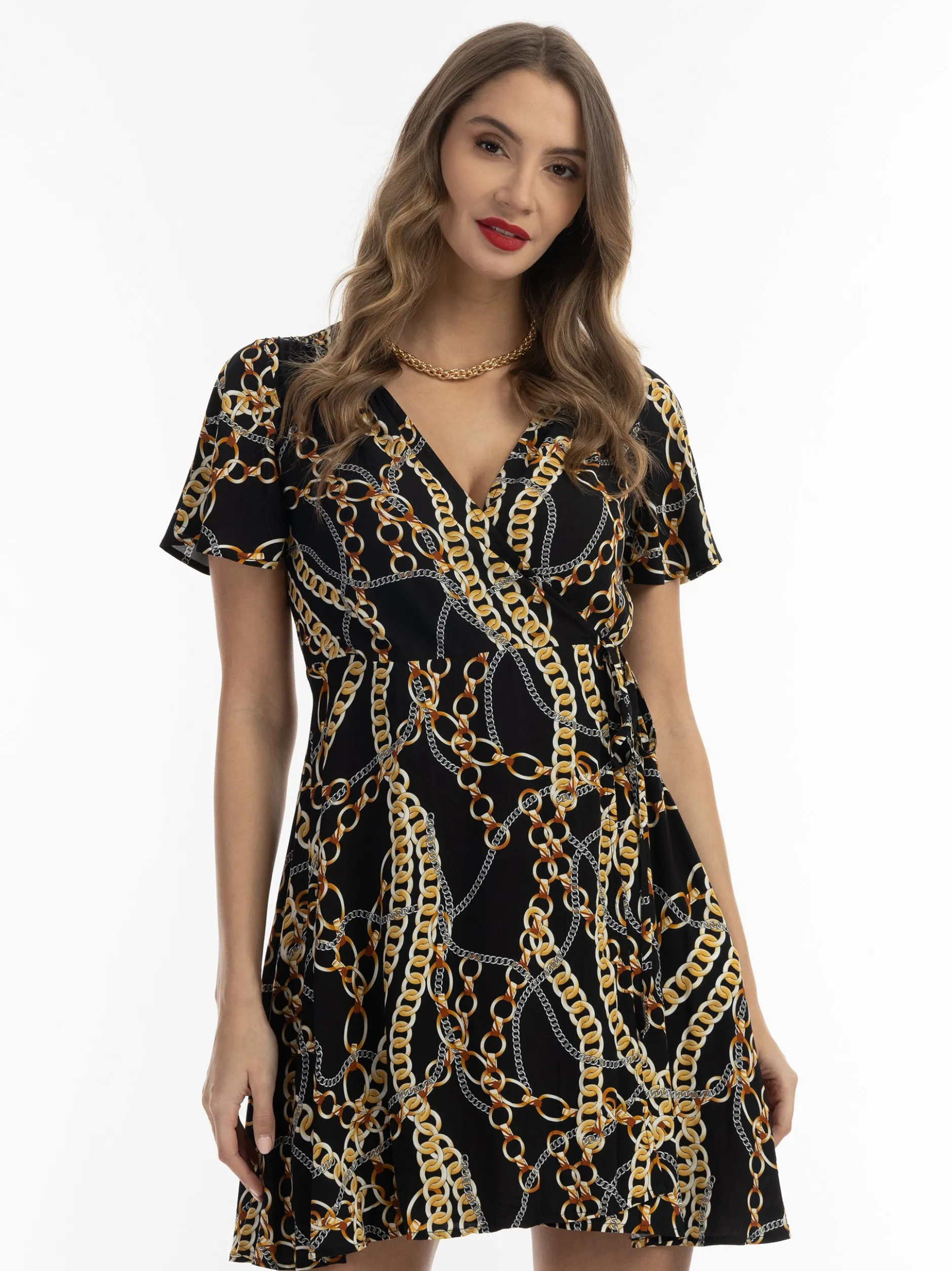 Faina Damen Minikleid mit Allover-Print in schwarz