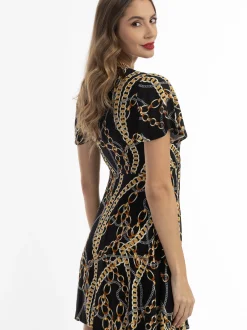 Faina Damen Minikleid mit Allover-Print in schwarz