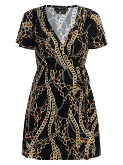 Faina Damen Minikleid mit Allover-Print in schwarz