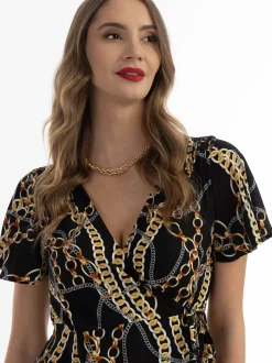 Faina Damen Minikleid mit Allover-Print in schwarz