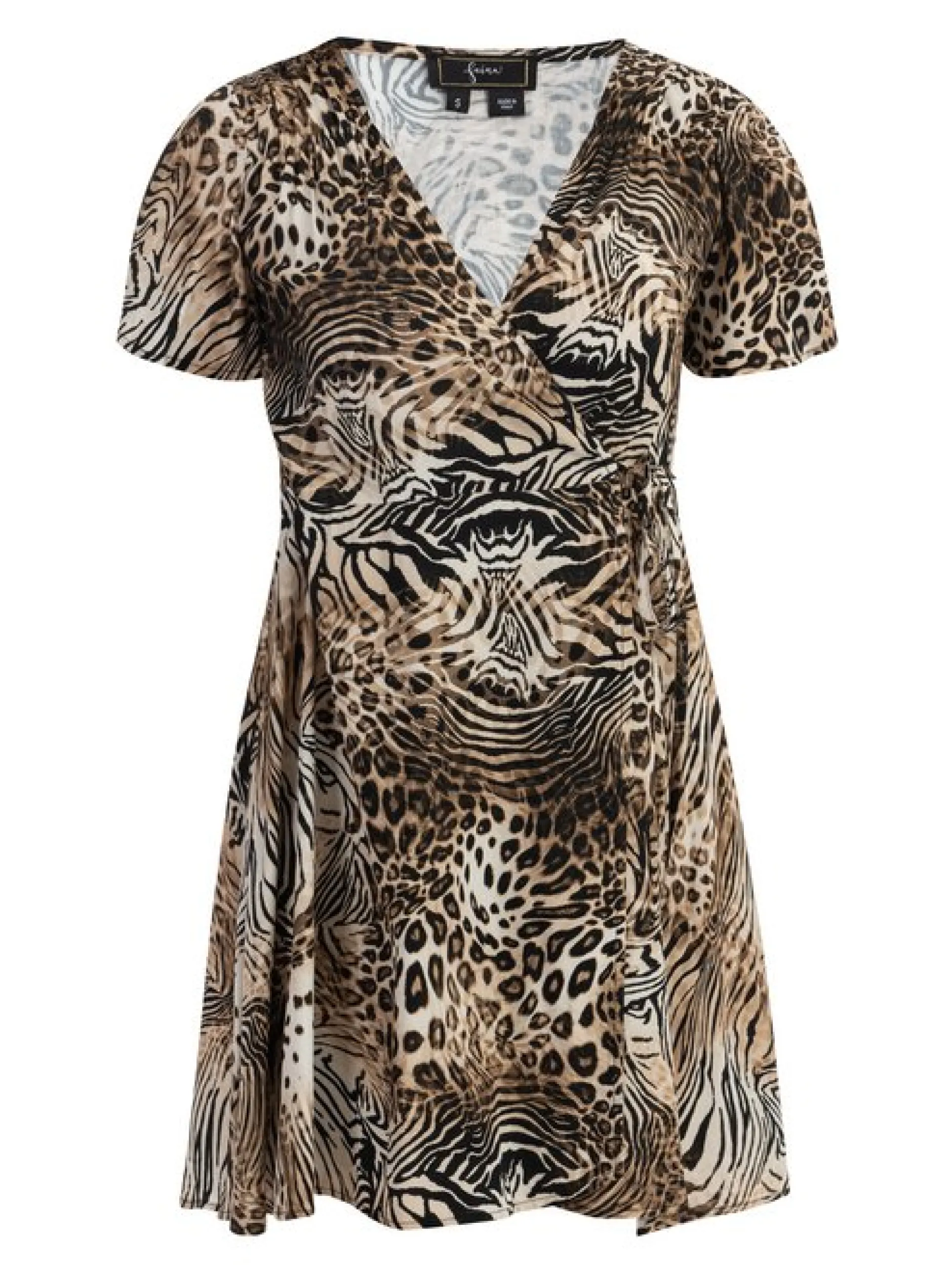 Faina Damen Minikleid mit Animal-Print in beige