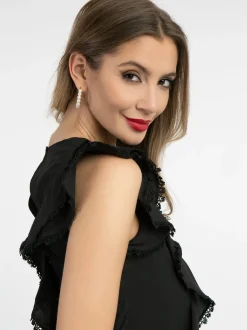Faina Damen Minikleid mit Rüschen in schwarz