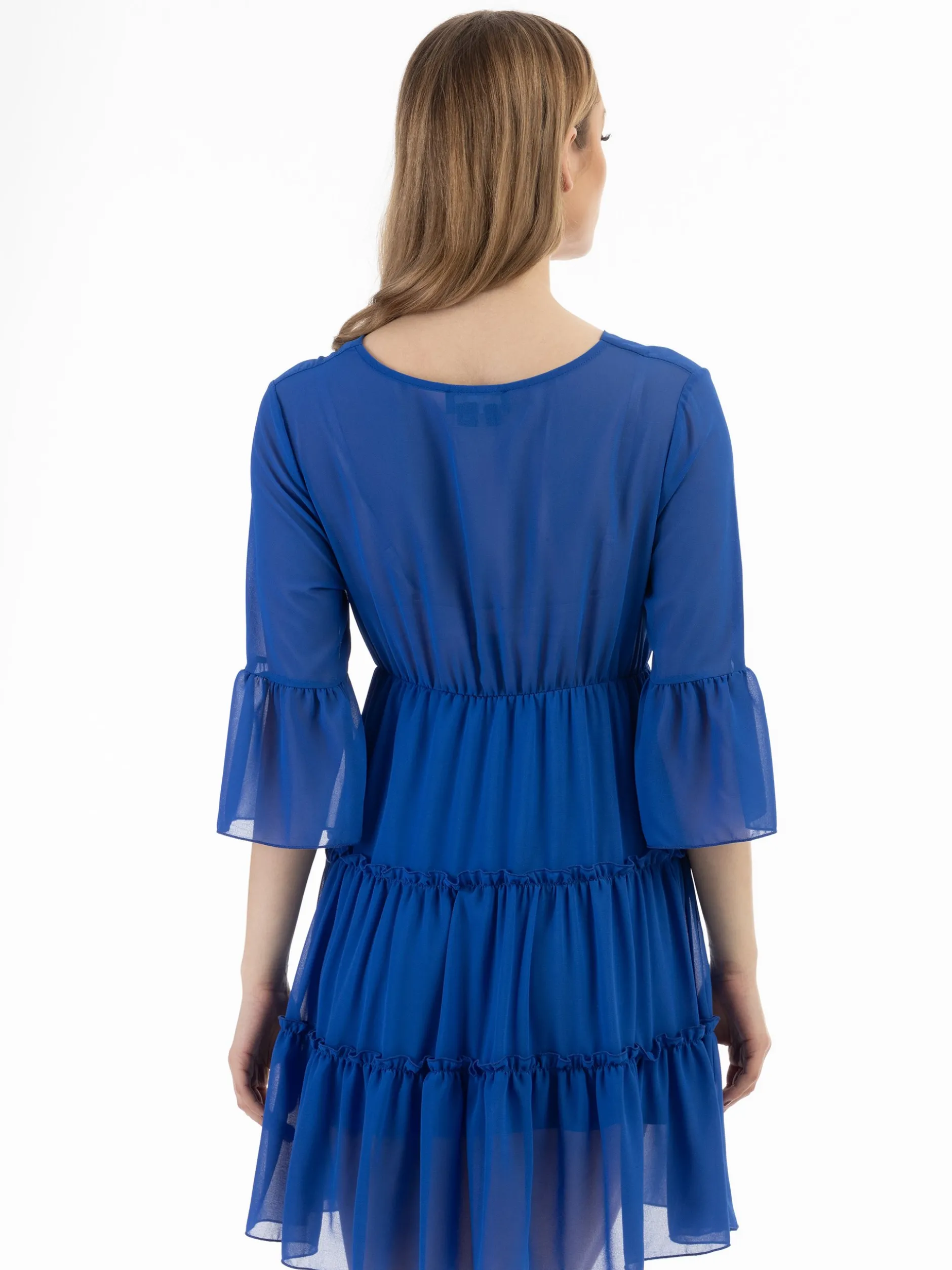 Faina Damen Minikleid mit Rüschen in royal - Länge: kurz