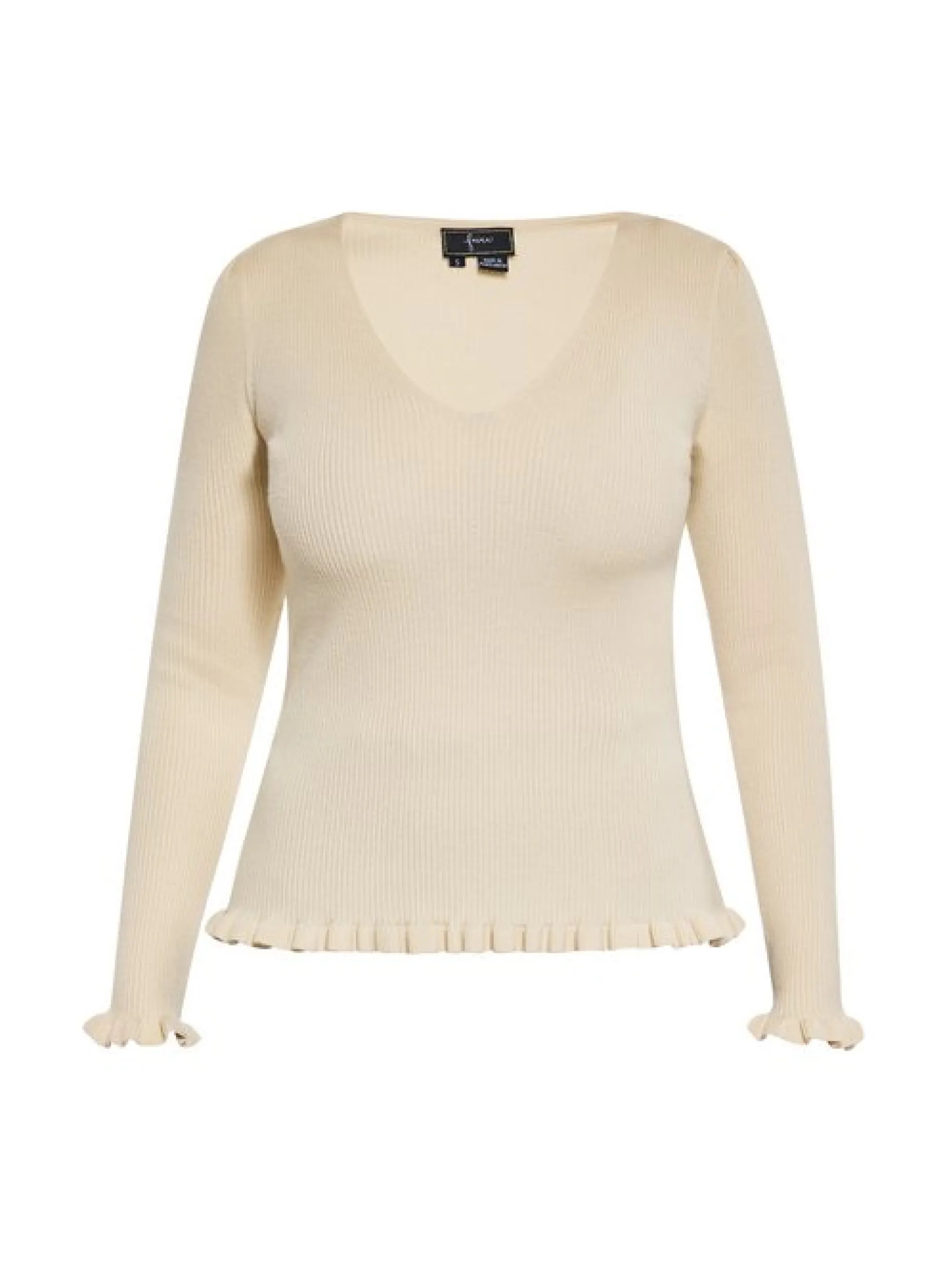 Faina Damen Pullover in beige - Ausschnitt: ohne Kragen