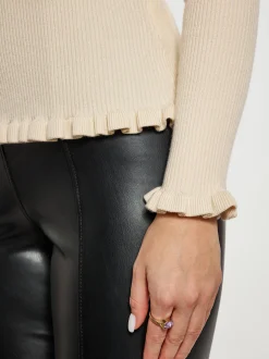 Faina Damen Pullover in beige - Ausschnitt: ohne Kragen