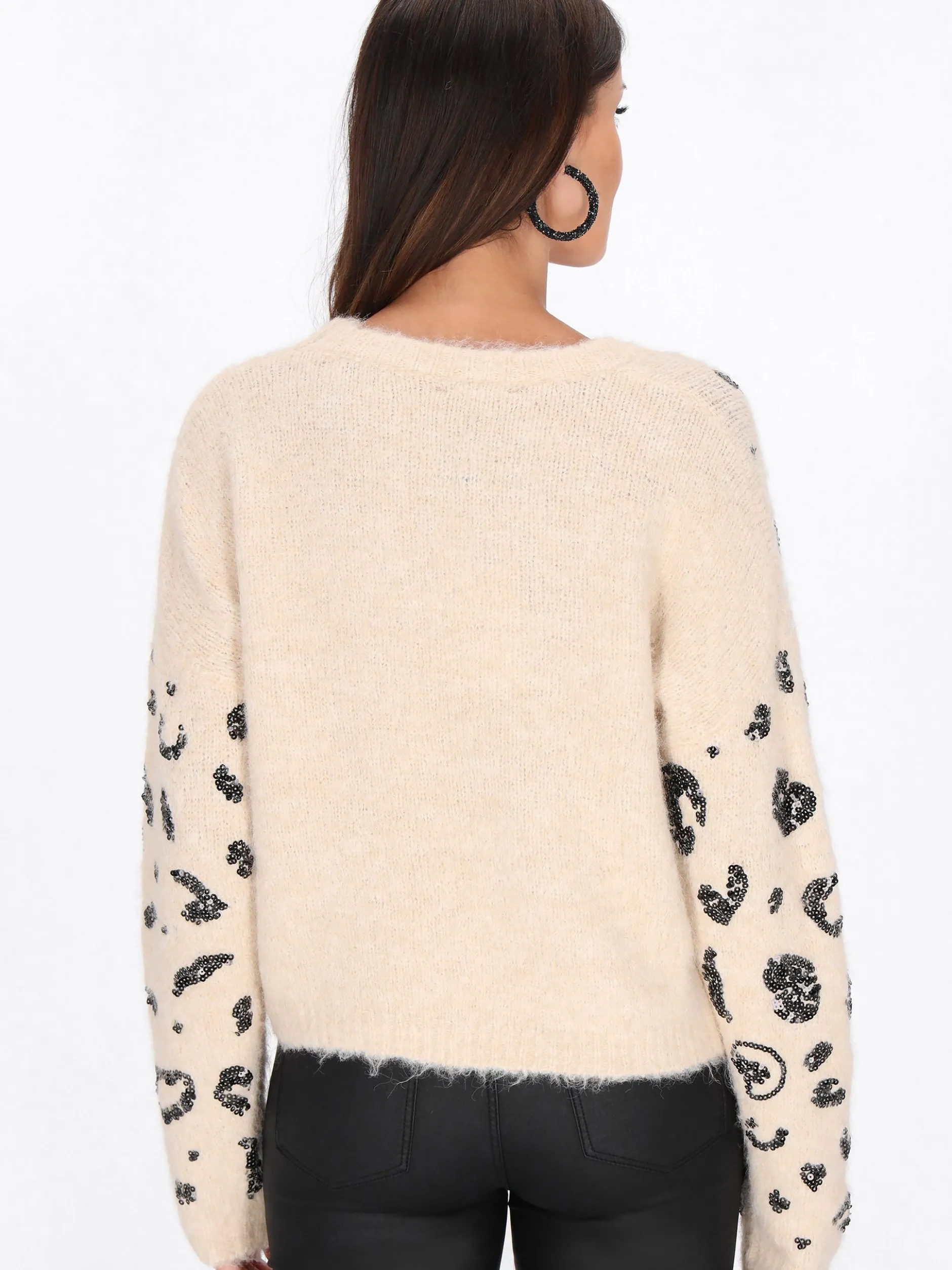 Faina Damen Pullover in beige - Ausschnitt: Rundhals