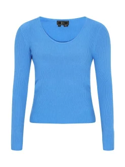 Faina Damen Pullover in blau - Ausschnitt: Rundhals
