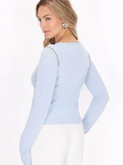 Faina Damen Pullover in blau - Ausschnitt: Rundhals