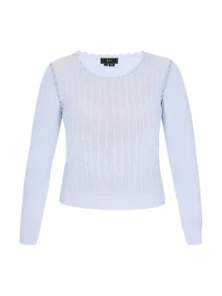 Faina Damen Pullover in blau - Ausschnitt: Rundhals