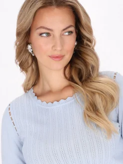 Faina Damen Pullover in blau - Ausschnitt: Rundhals