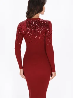 Faina Damen Pullover in bordeaux - Ausschnitt: Rundhals