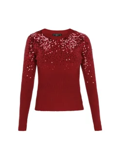 Faina Damen Pullover in bordeaux - Ausschnitt: Rundhals