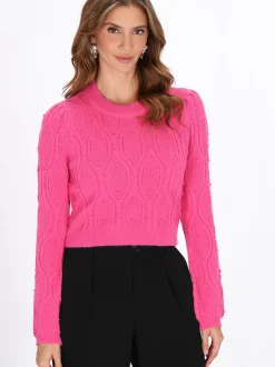 Faina Damen Pullover in fuchsia - Ausschnitt: Rundhals