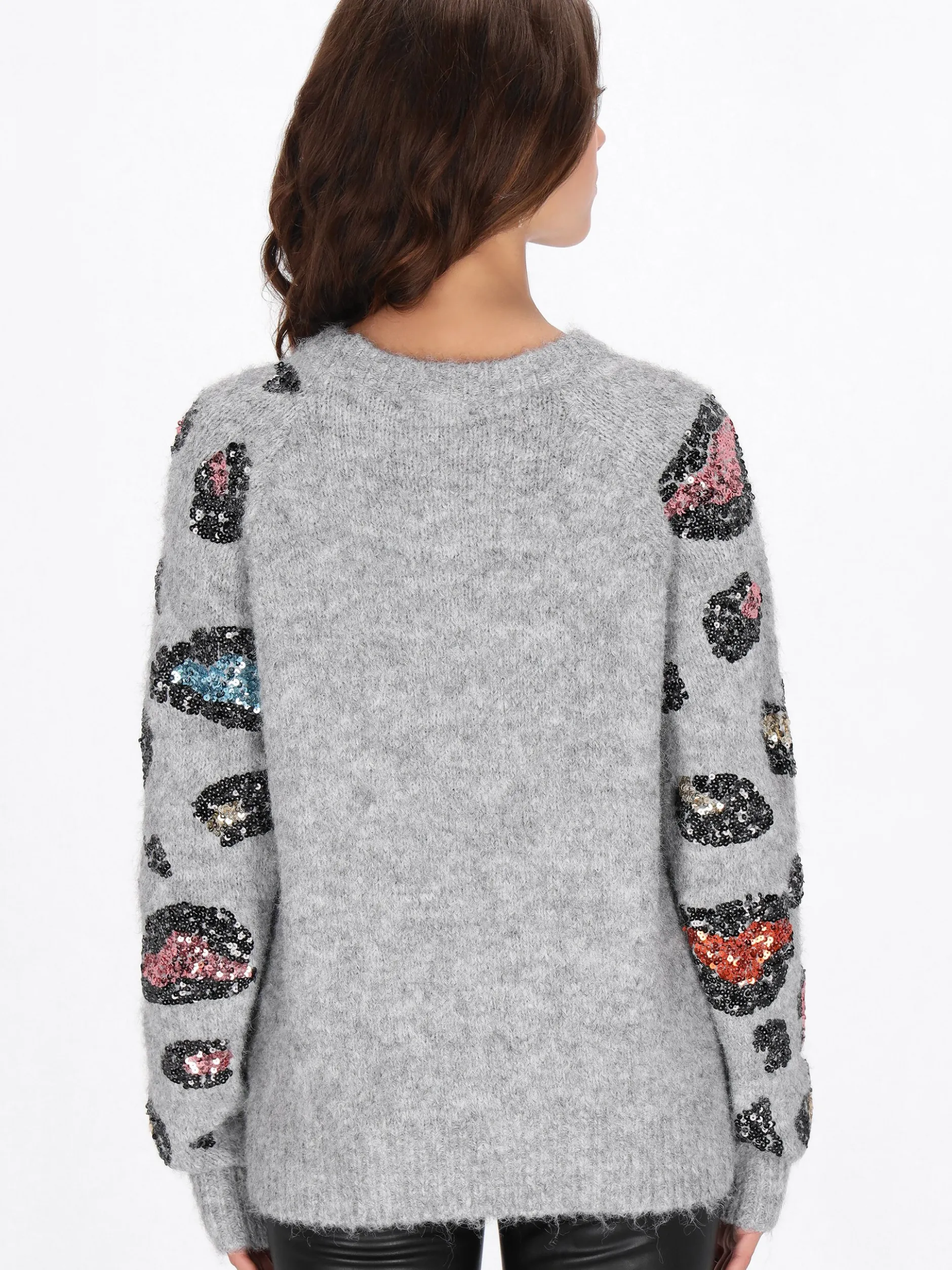 Faina Damen Pullover in grau - Ausschnitt: Rundhals