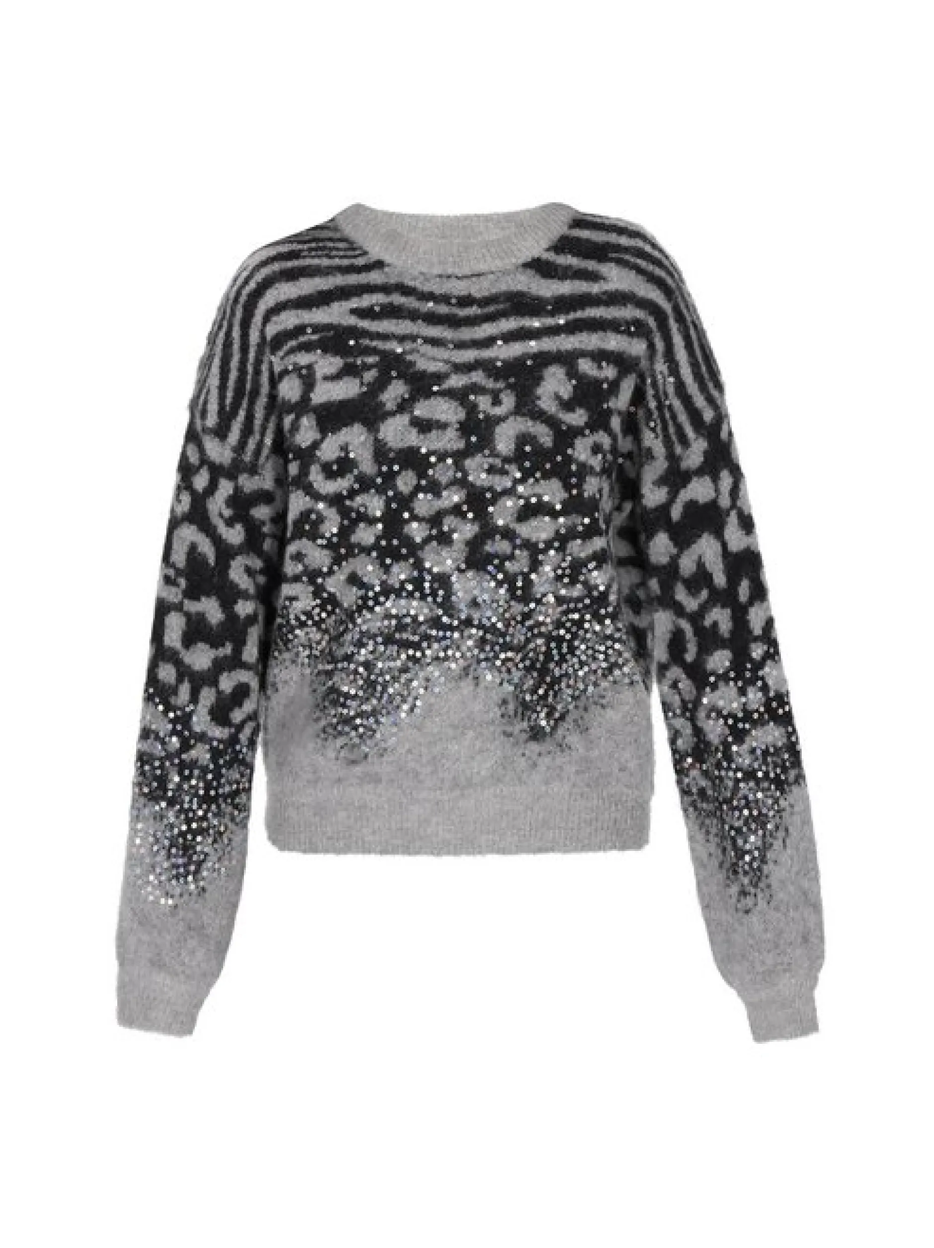 Faina Damen Pullover in grau - Ausschnitt: Rundhals