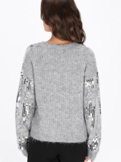 Faina Damen Pullover in grau - Ausschnitt: Rundhals