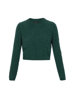 Faina Damen Pullover in grün - Ausschnitt: Rundhals