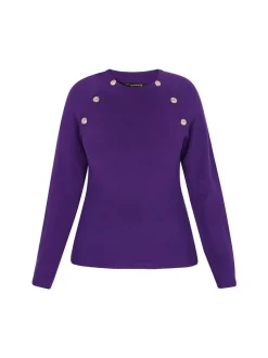 Faina Damen Pullover in lila - Ausschnitt: Rundhals