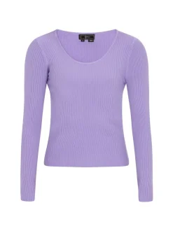 Faina Damen Pullover in lila - Ausschnitt: Rundhals