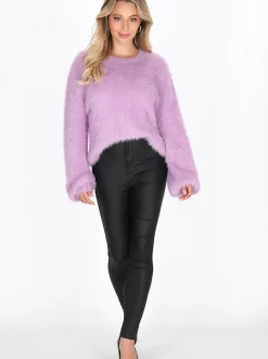 Faina Damen Pullover in lila - Ausschnitt: Rundhals