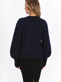 Faina Damen Pullover in marine - Ausschnitt: Rundhals