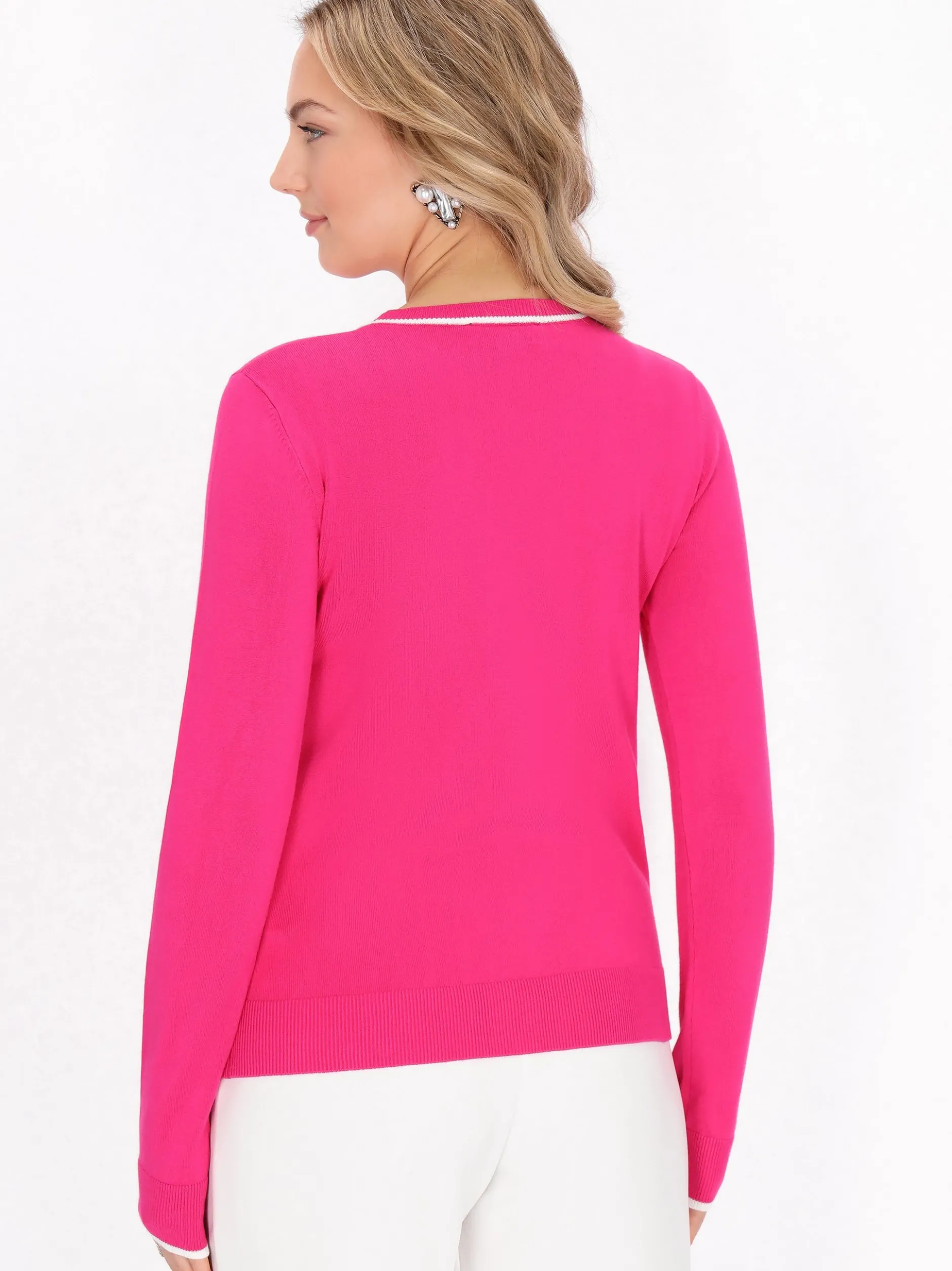 Faina Damen Pullover in pink - Ausschnitt: Rundhals