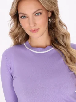 Faina Damen Pullover in purple - Ausschnitt: Rundhals
