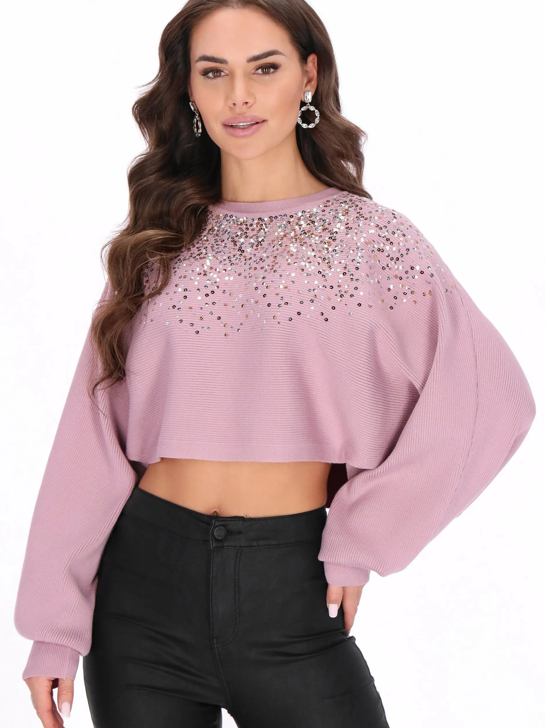Faina Damen Pullover in rosa - Ausschnitt: Rundhals