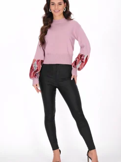 Faina Damen Pullover in rosa - Ausschnitt: Rundhals