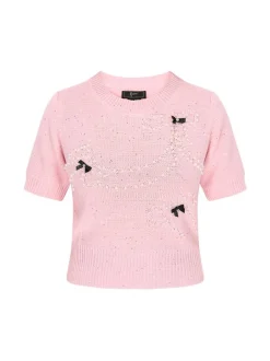 Faina Damen Pullover in rosa - Ausschnitt: Rundhals