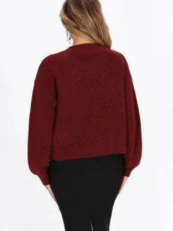 Faina Damen Pullover in rot - Ausschnitt: Rundhals