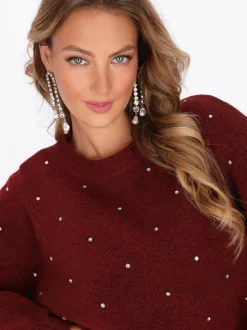 Faina Damen Pullover in rot - Ausschnitt: Rundhals