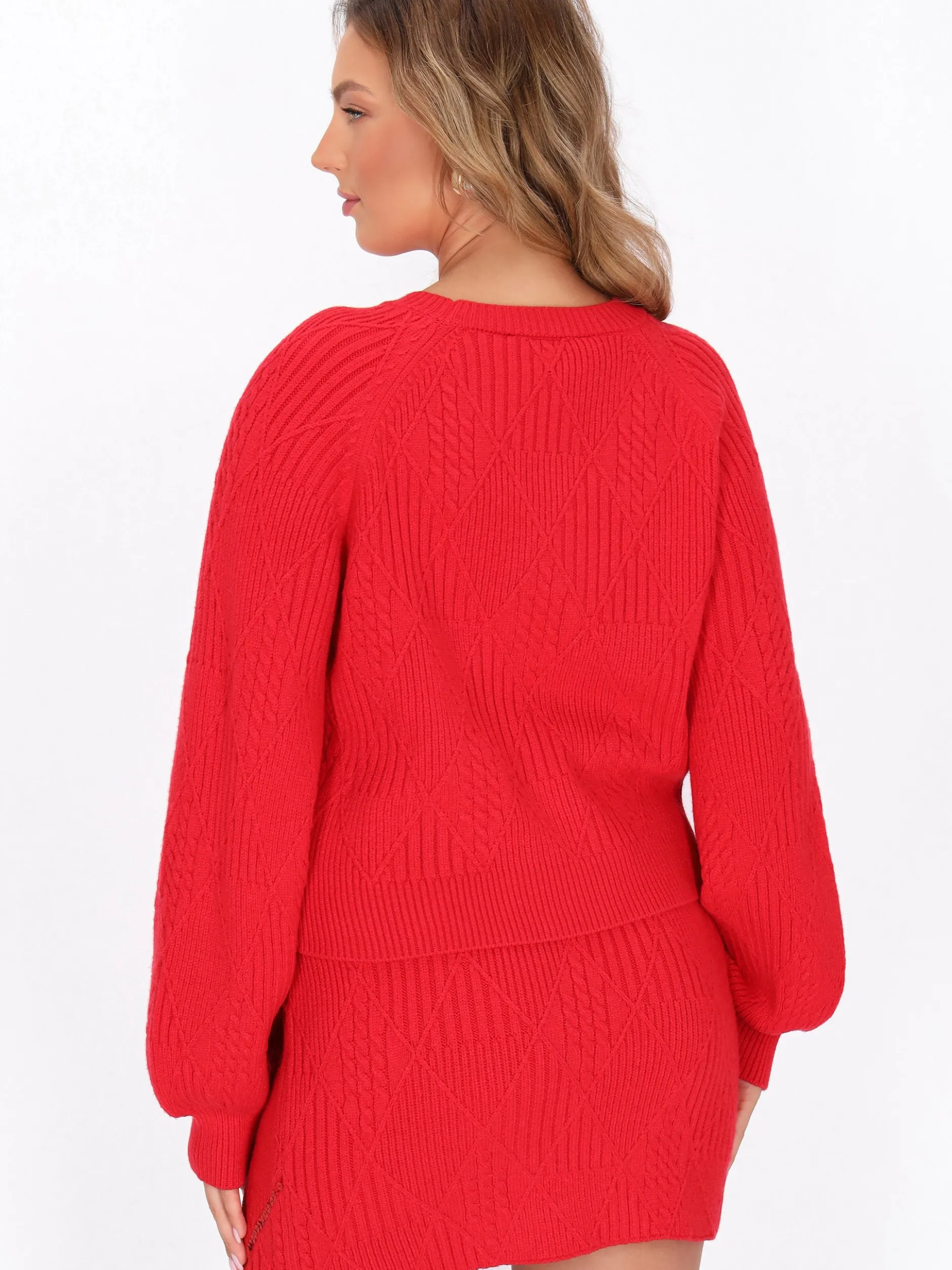 Faina Damen Pullover in rot - Ausschnitt: Rundhals