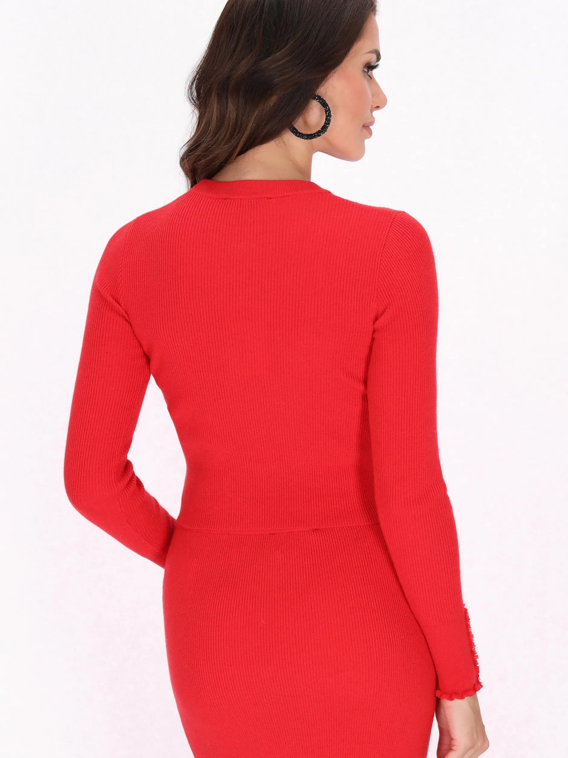 Faina Damen Pullover in rot - Ausschnitt: Rundhals