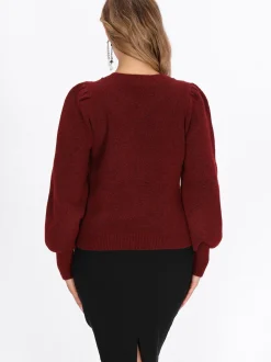 Faina Damen Pullover in rot - Ausschnitt: Rundhals
