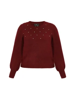Faina Damen Pullover in rot - Ausschnitt: Rundhals