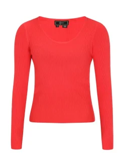 Faina Damen Pullover in rot - Ausschnitt: Rundhals