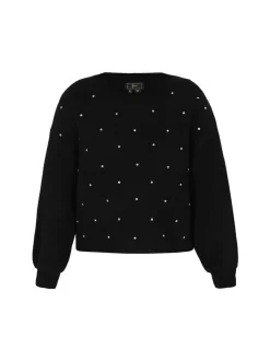 Faina Damen Pullover in schwarz - Ausschnitt: Rundhals