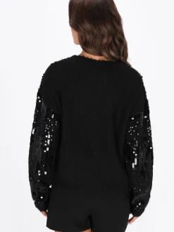 Faina Damen Pullover in schwarz - Ausschnitt: Rundhals