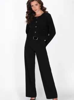 Faina Damen Pullover in schwarz - Ausschnitt: Rundhals