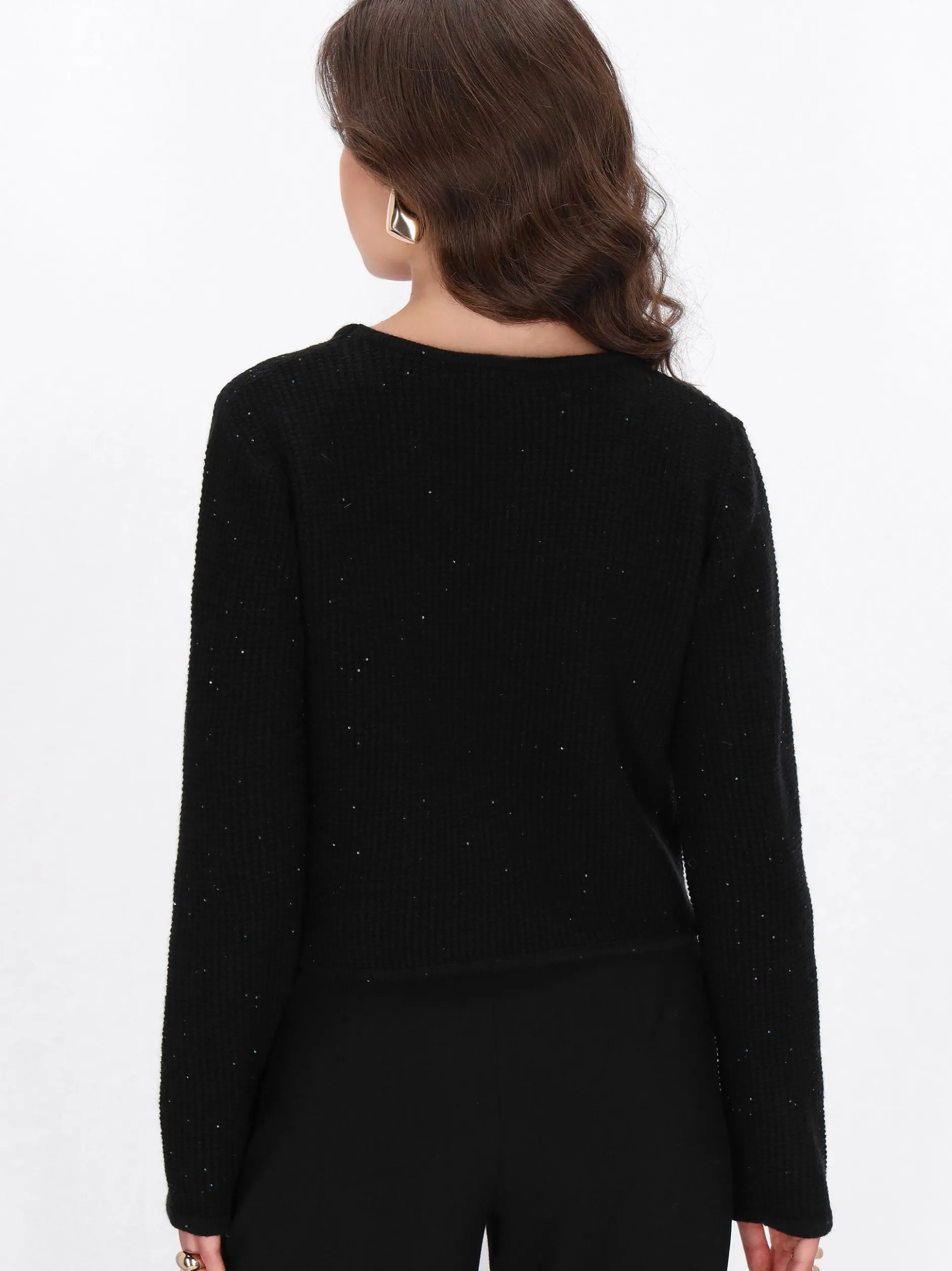 Faina Damen Pullover in schwarz - Ausschnitt: Rundhals