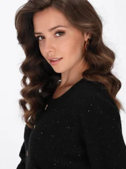 Faina Damen Pullover in schwarz - Ausschnitt: Rundhals